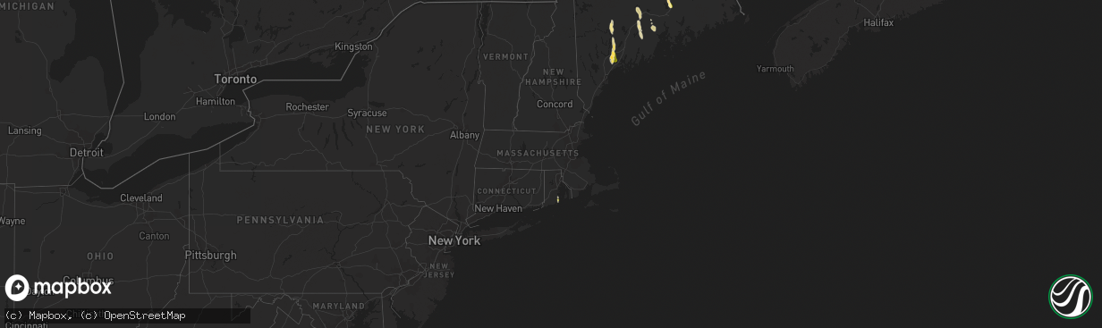 Hail map in Rhode Island on July 28, 2015