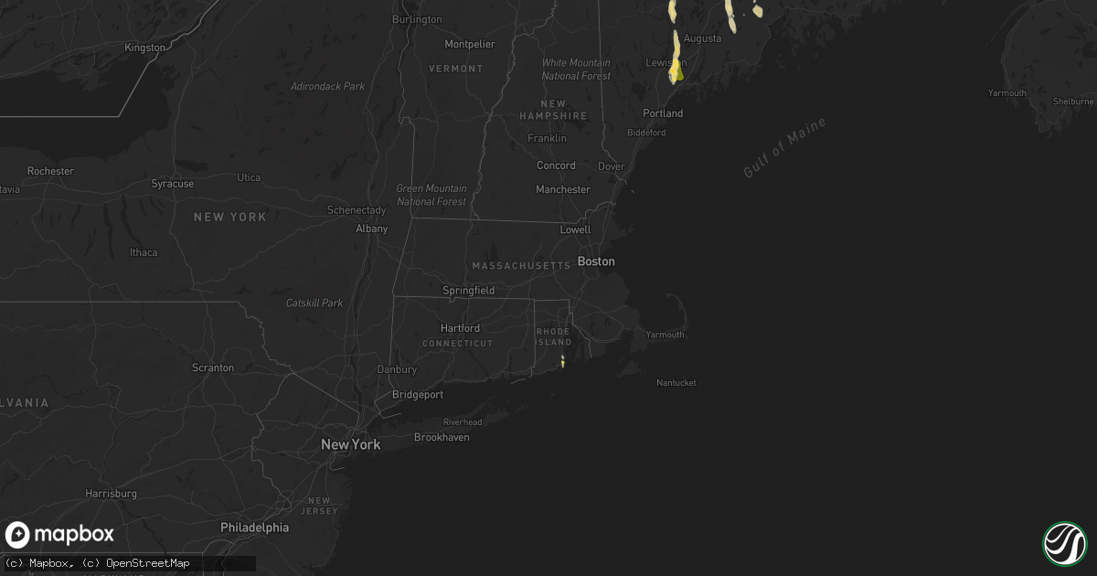 Hail map in Rhode Island on July 28, 2015