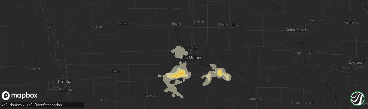 Hail map in Urbandale, IA on July 28, 2015