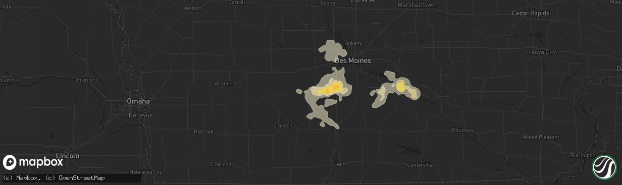 Hail map in Winterset, IA on July 28, 2015