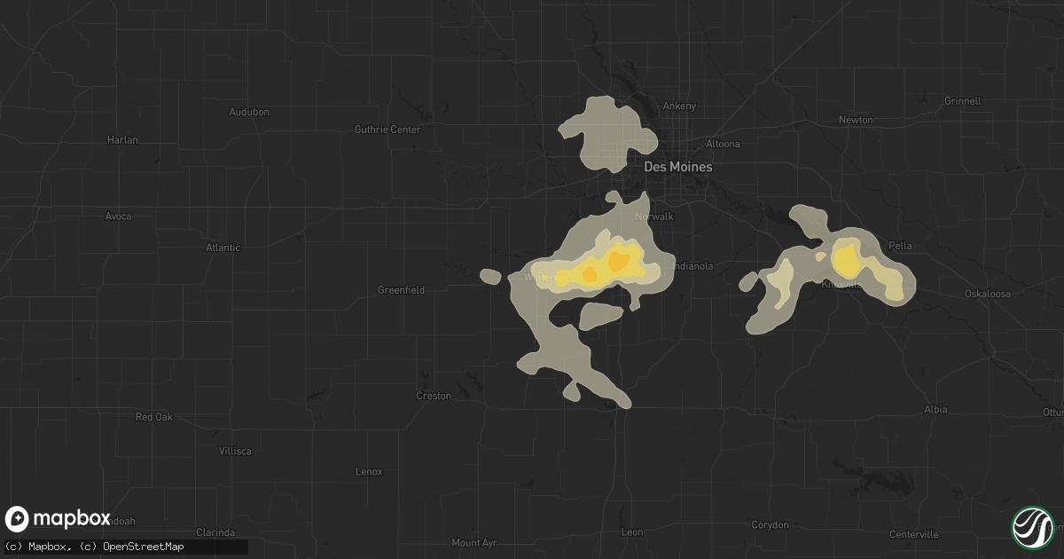 Hail map in Winterset, IA on July 28, 2015