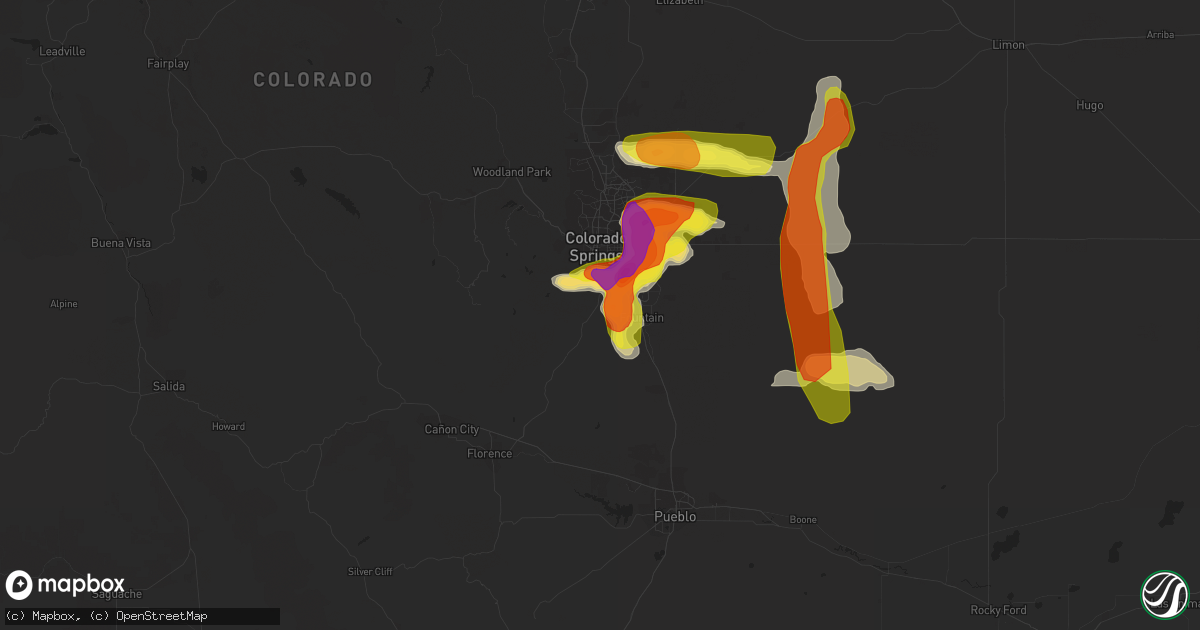 Hail map in Colorado Springs, CO on July 28, 2016