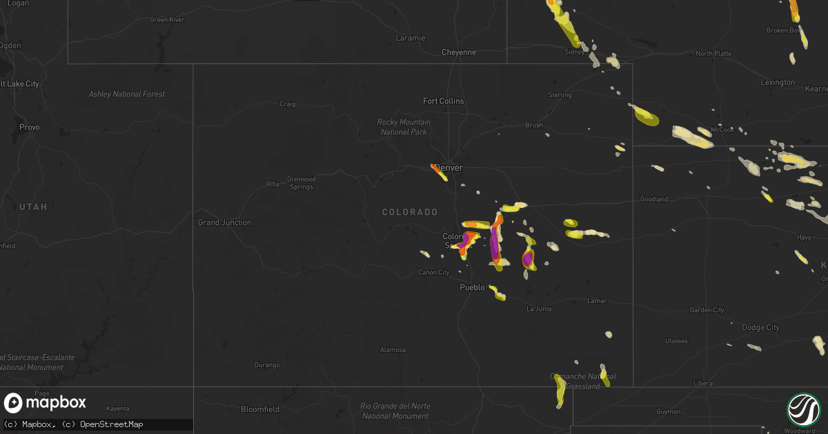 Hail map in Colorado on July 28, 2016