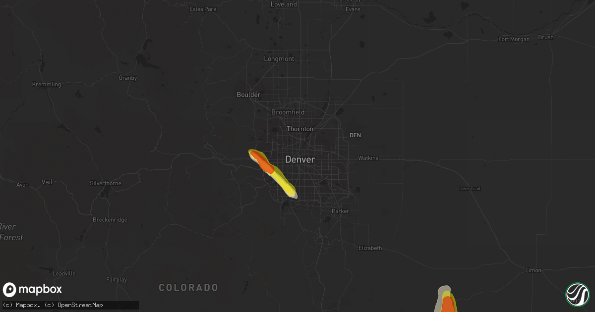 Hail map in Denver, CO on July 28, 2016