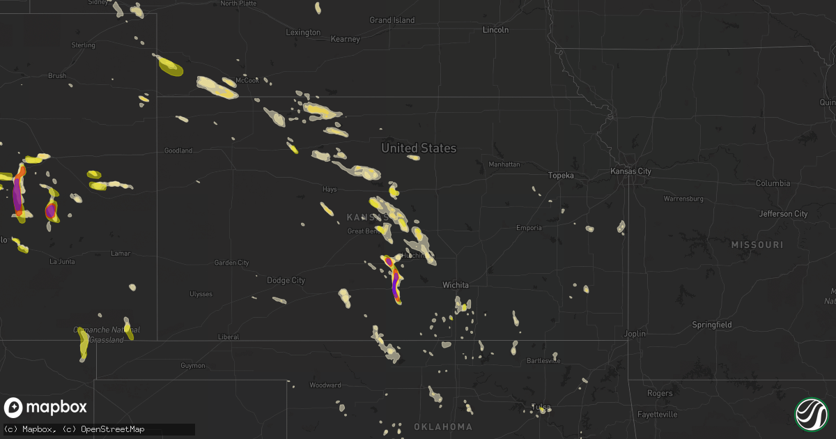 Hail map in Kansas on July 28, 2016
