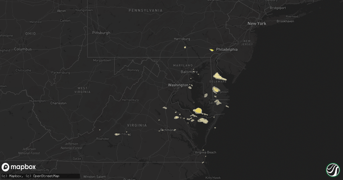 Hail map in Maryland on July 28, 2016