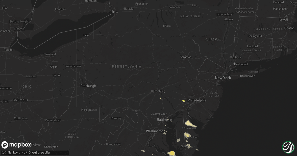 Hail map in Pennsylvania on July 28, 2016
