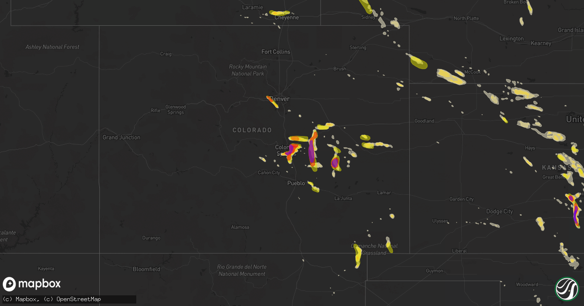 Hail map on July 28, 2016