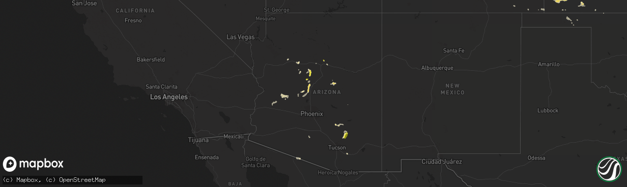 Hail map in Arizona on July 28, 2018