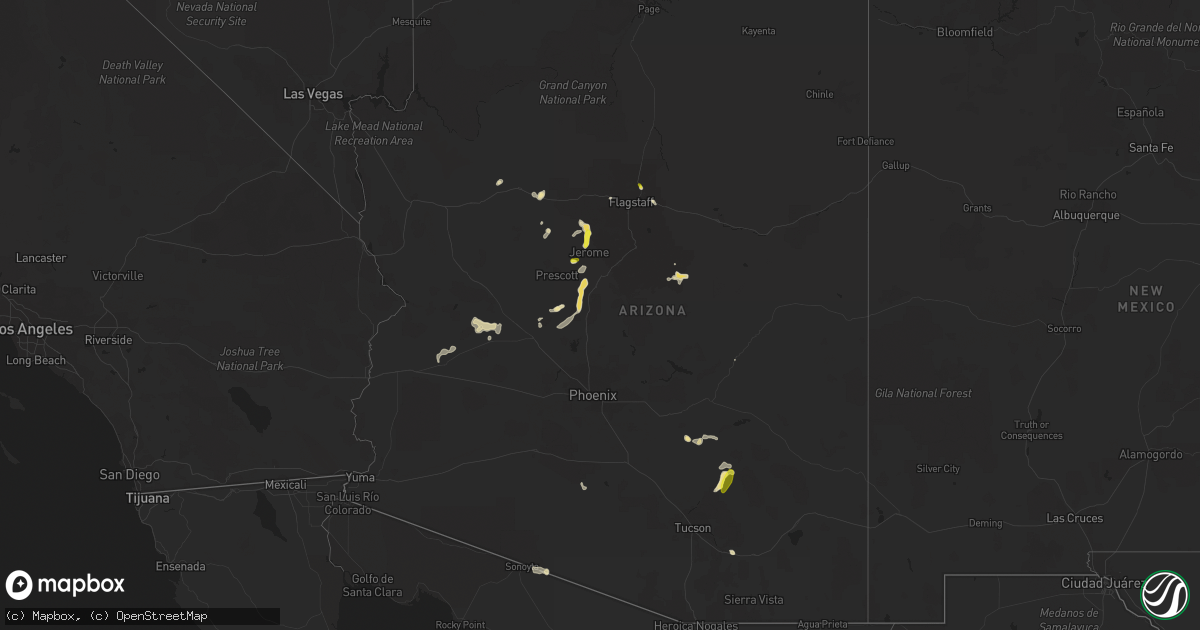 Hail map in Arizona on July 28, 2018