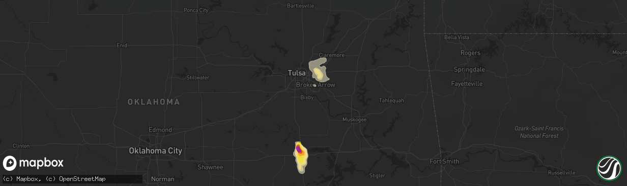 Hail map in Broken Arrow, OK on July 28, 2018