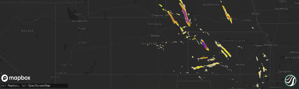 Hail map in Colorado on July 28, 2018