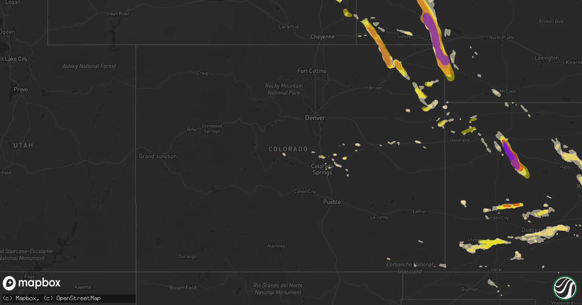Hail map in Colorado on July 28, 2018