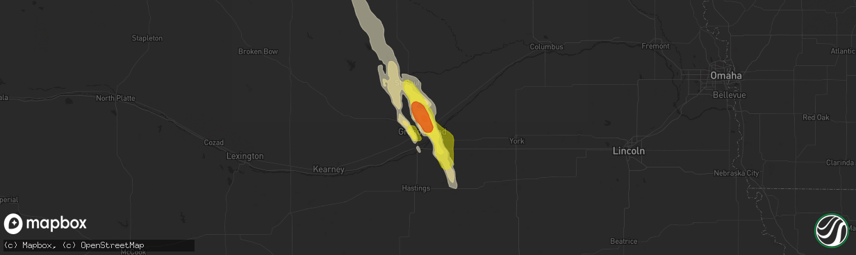 Hail map in Grand Island, NE on July 28, 2018