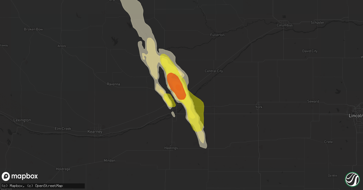 Hail map in Grand Island, NE on July 28, 2018