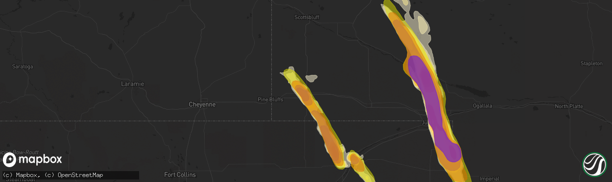 Hail map in Kimball, NE on July 28, 2018