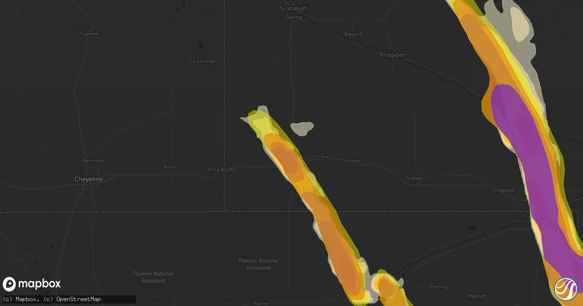 Hail map in Kimball, NE on July 28, 2018