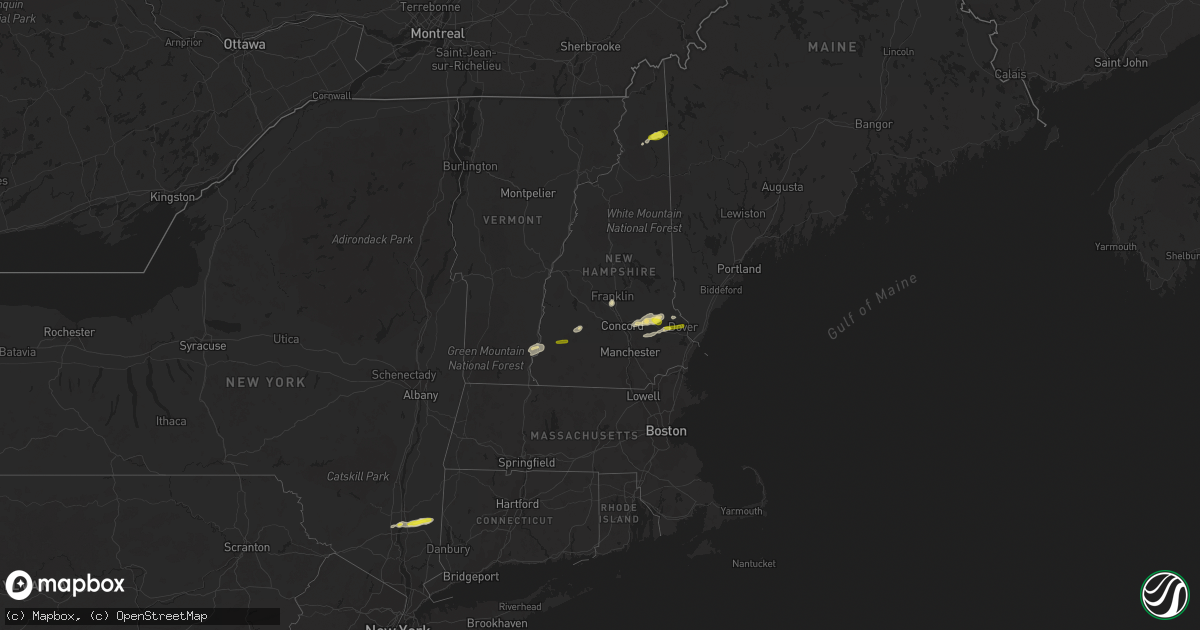 Hail map in New Hampshire on July 28, 2018