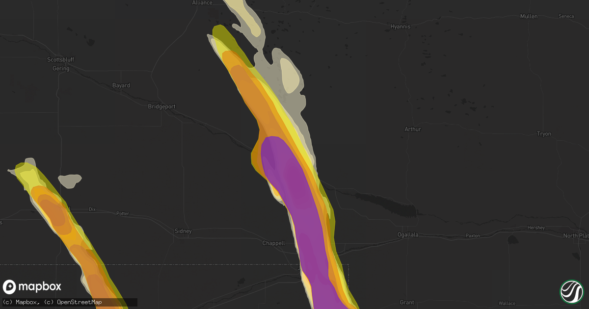 Hail map in Oshkosh, NE on July 28, 2018