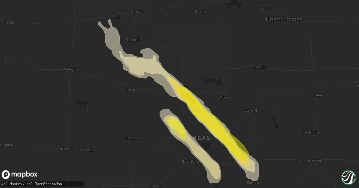 Hail map in Russell, KS on July 28, 2018