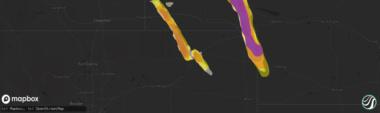 Hail map in Sterling, CO on July 28, 2018