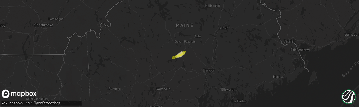 Hail map in Dexter, ME on July 28, 2019