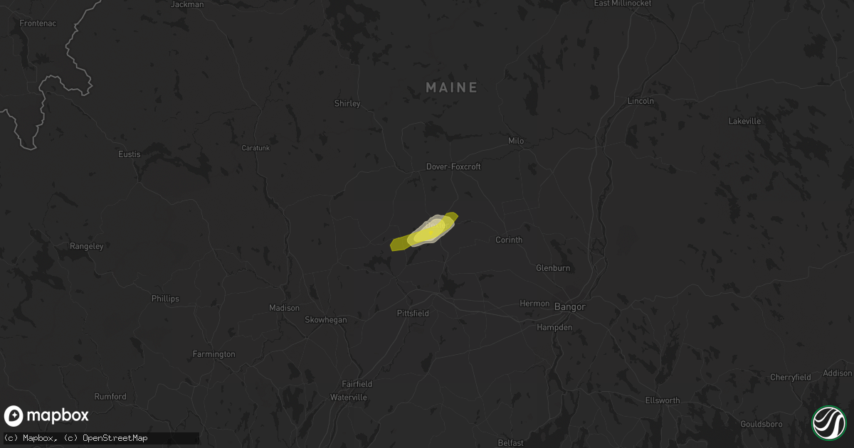 Hail map in Dexter, ME on July 28, 2019