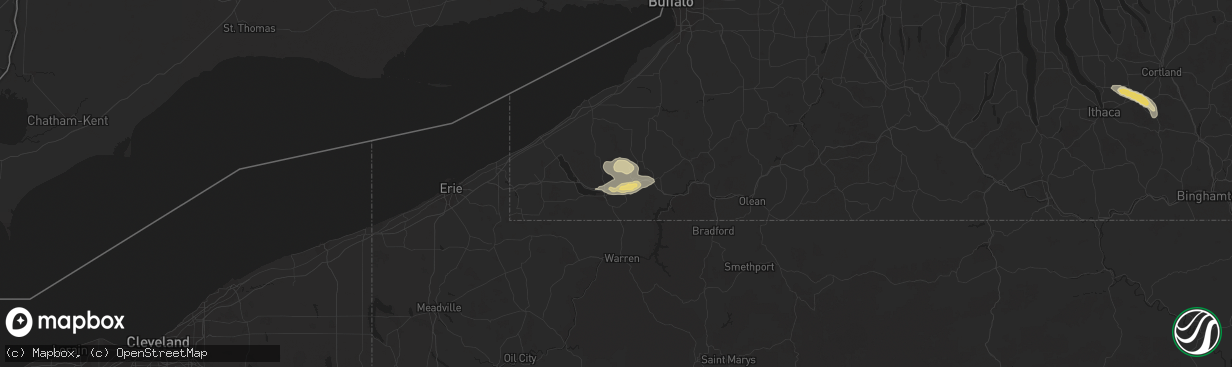 Hail map in Falconer, NY on July 28, 2019