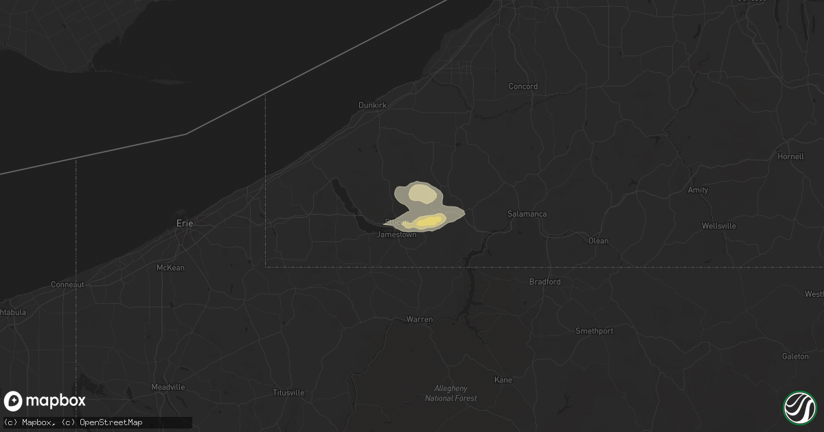 Hail map in Falconer, NY on July 28, 2019