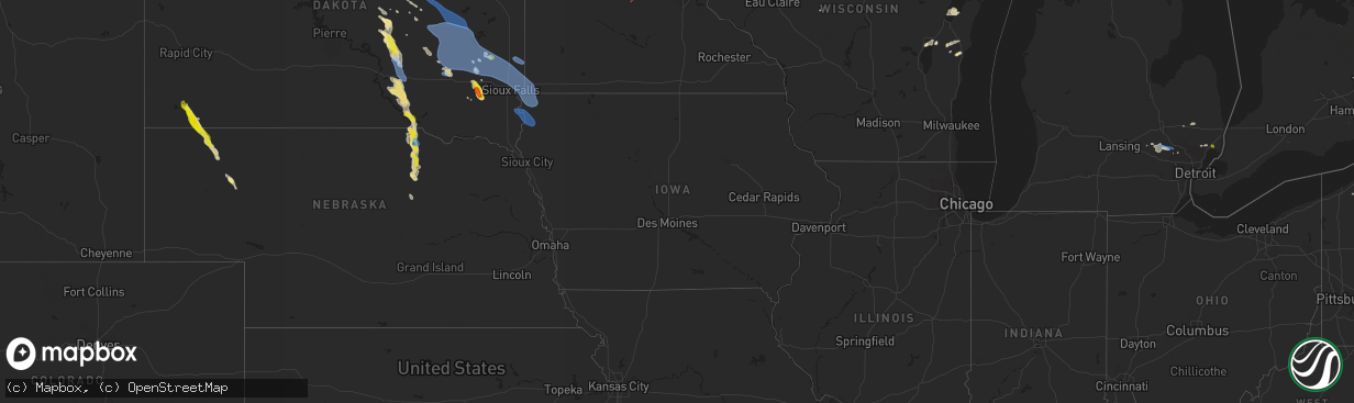 Hail map in Iowa on July 28, 2019