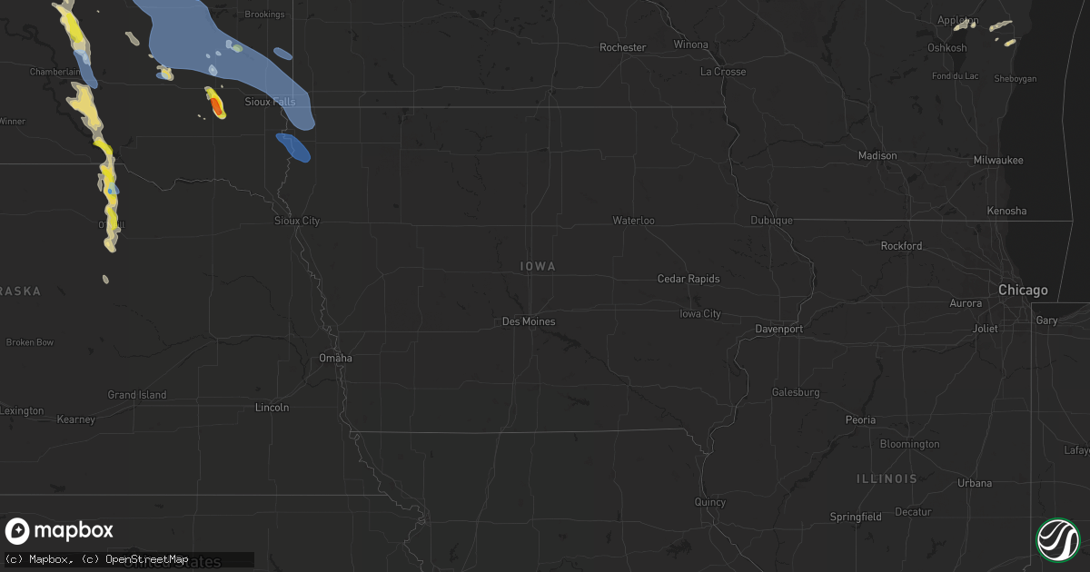 Hail map in Iowa on July 28, 2019