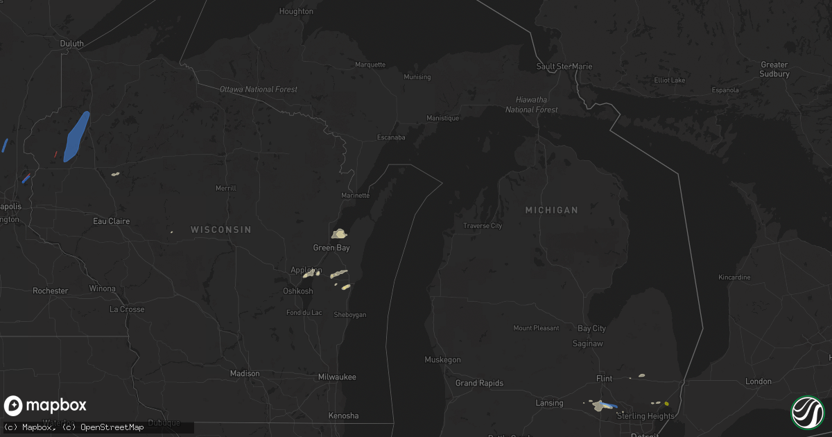 Hail map in Michigan on July 28, 2019