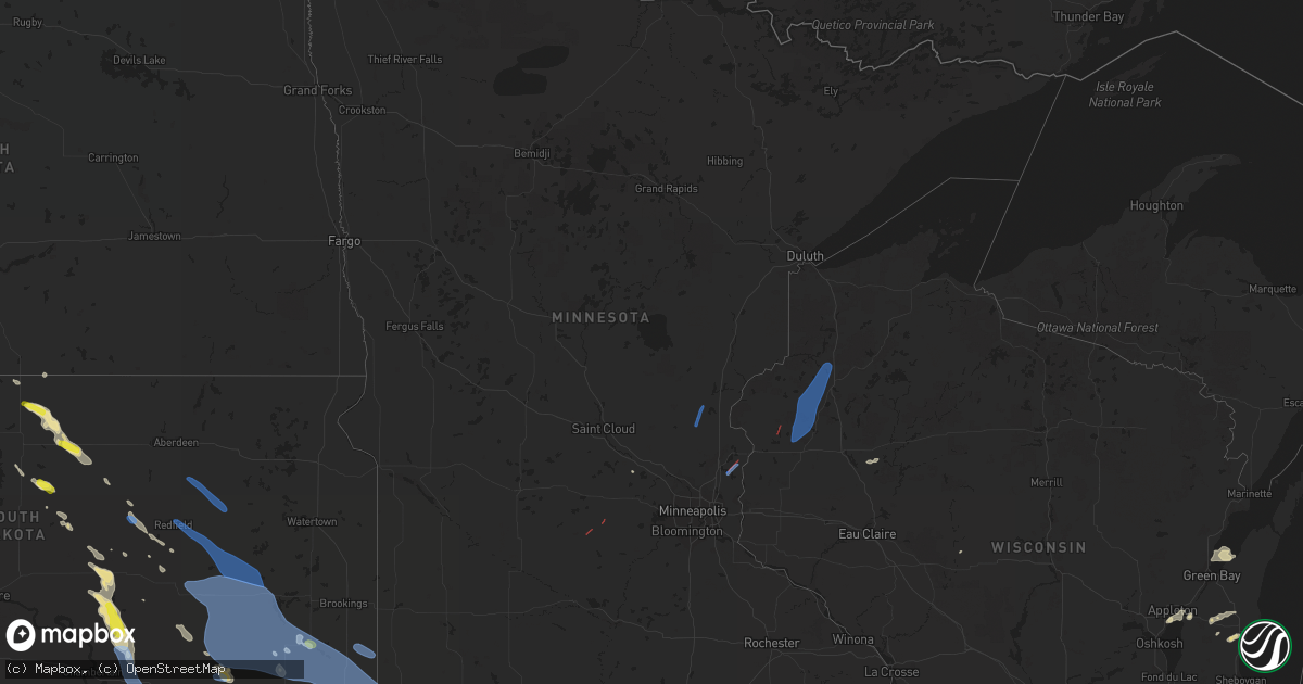 Hail map in Minnesota on July 28, 2019