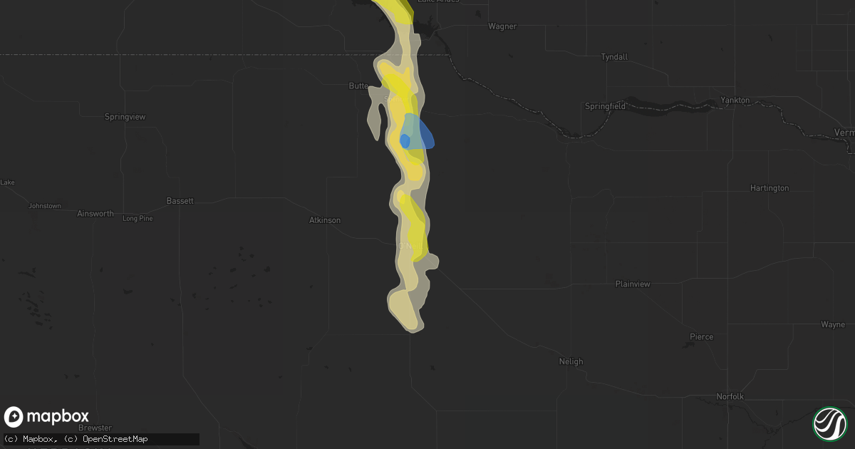 Hail map in Oneill, NE on July 28, 2019