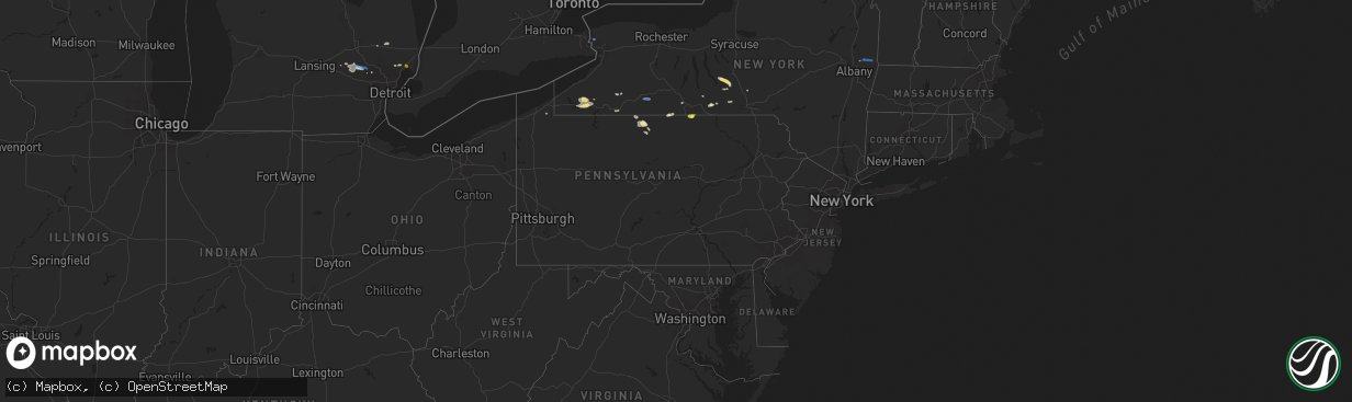 Hail map in Pennsylvania on July 28, 2019