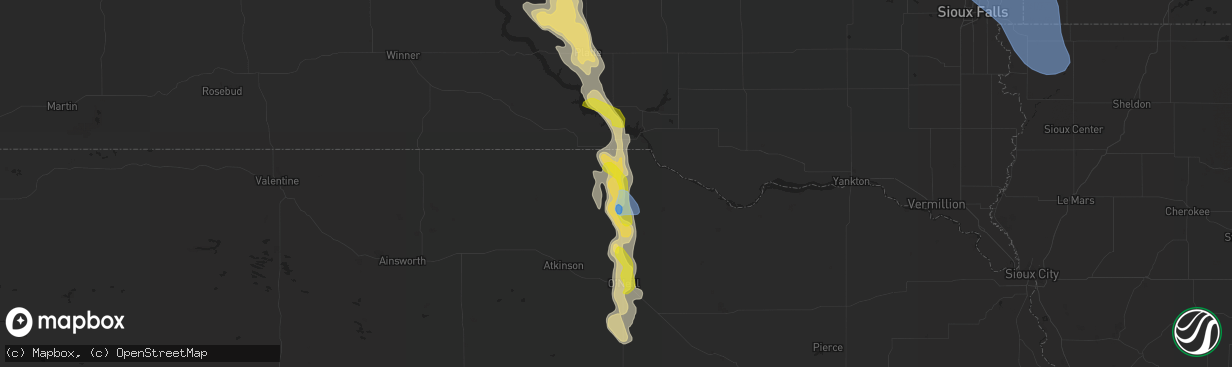 Hail map in Spencer, NE on July 28, 2019