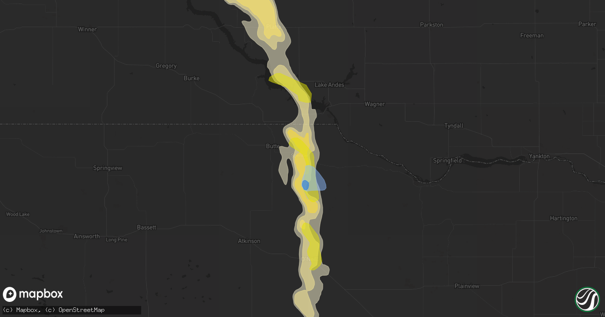 Hail map in Spencer, NE on July 28, 2019