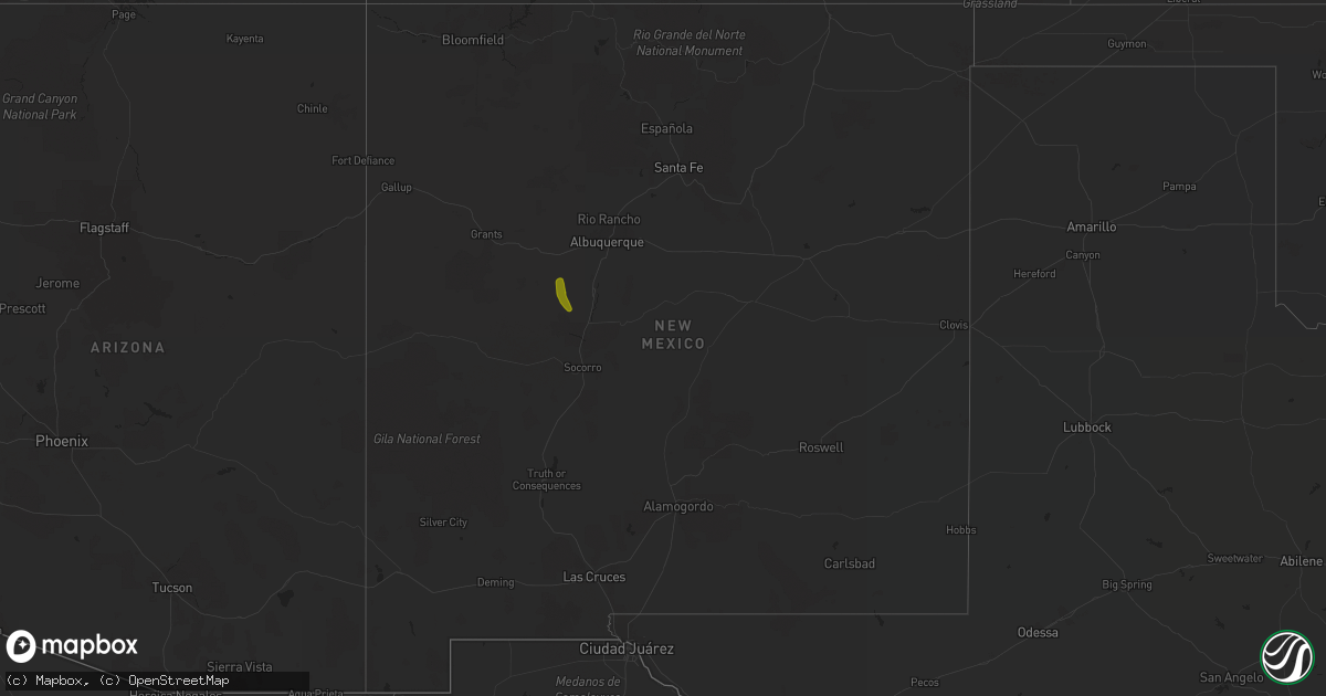 Hail map in New Mexico on July 28, 2020