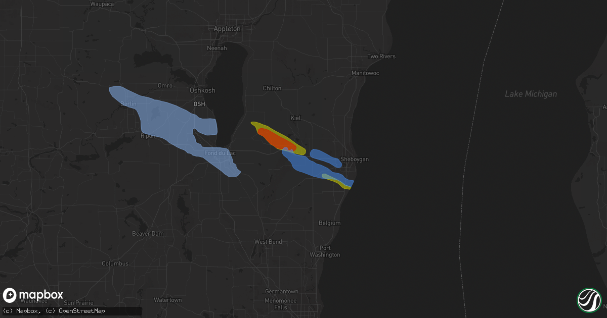 Hail map in Plymouth, WI on July 28, 2020