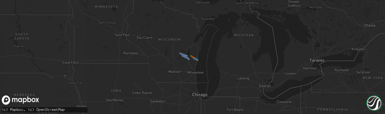 Hail map on July 28, 2020