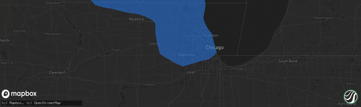 Hail map in Aurora, IL on July 28, 2021