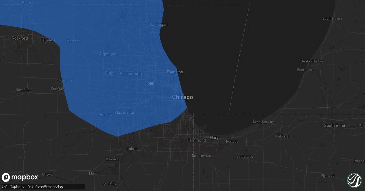 Hail map in Chicago, IL on July 28, 2021
