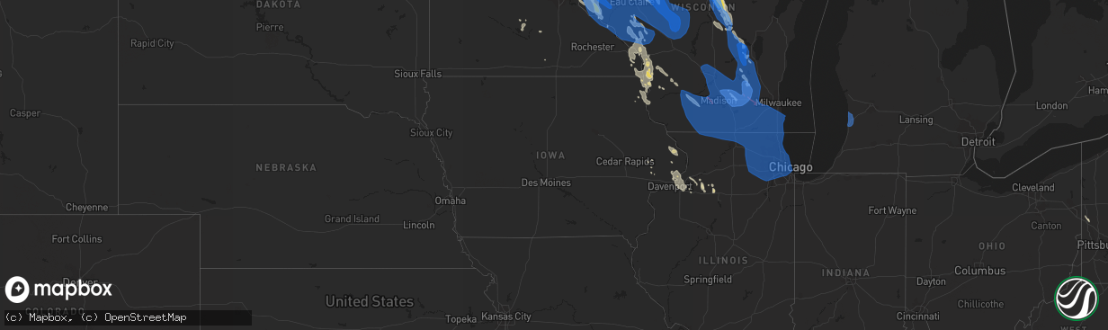 Hail map in Iowa on July 28, 2021