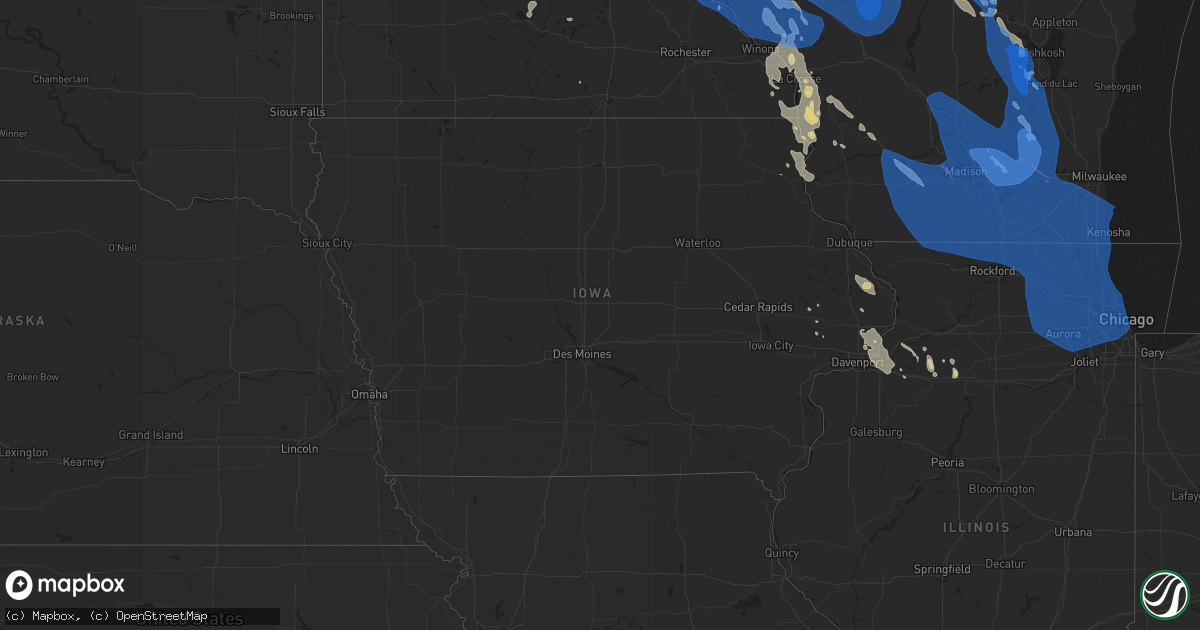 Hail map in Iowa on July 28, 2021
