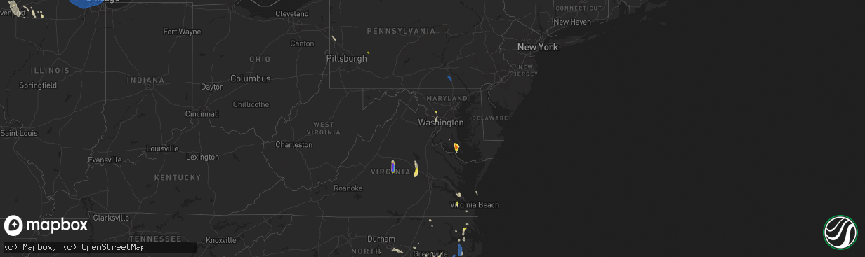 Hail map in Maryland on July 28, 2021