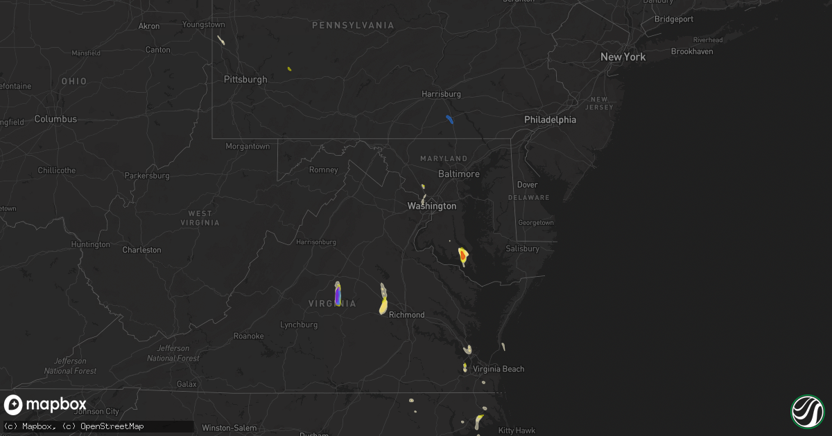 Hail map in Maryland on July 28, 2021