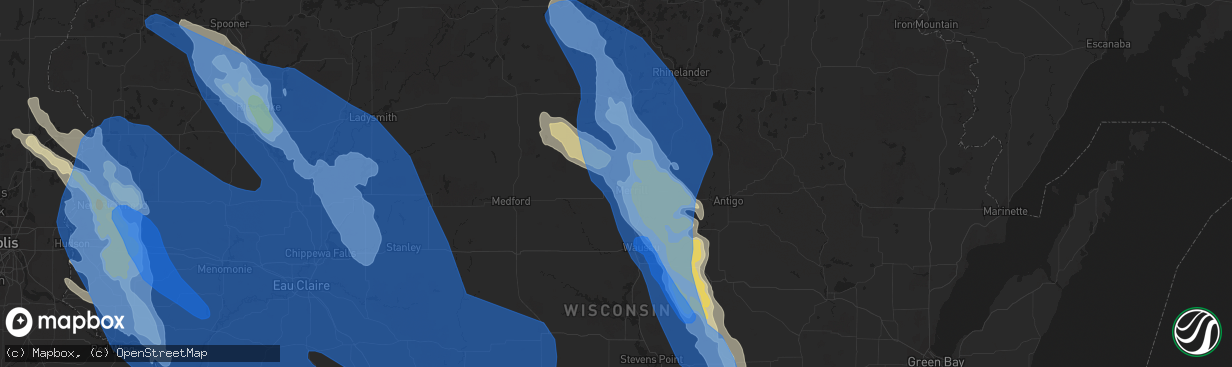 Hail map in Merrill, WI on July 28, 2021