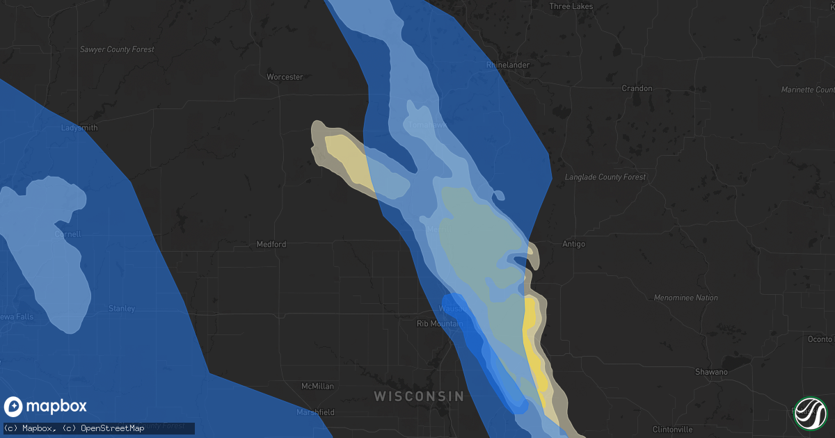 Hail map in Merrill, WI on July 28, 2021