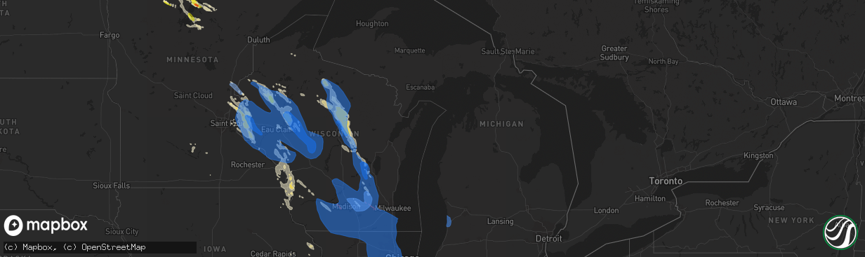 Hail map in Michigan on July 28, 2021