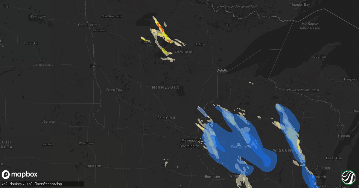 Hail map in Minnesota on July 28, 2021